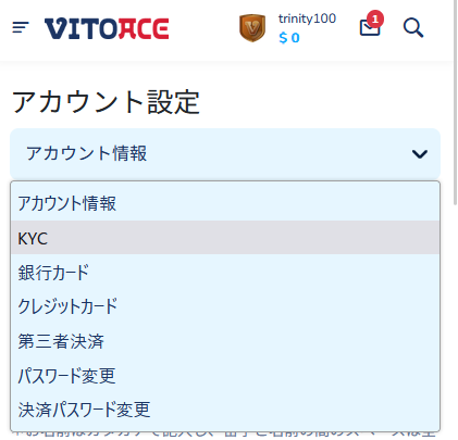 ヴィトエースカジノ(VITOACE)の本人確認(KYC)