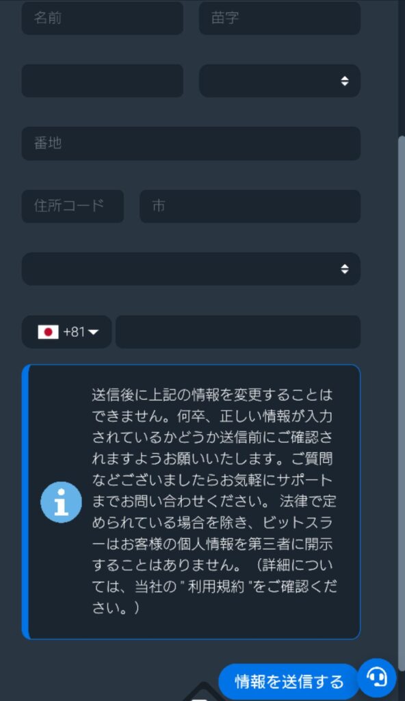 ビットスラーカジノ KYC アカウント情報